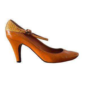 Rare Vintage Marc Jacobs Women’s 39 heels orange yellow snakeskin Pumps Straps